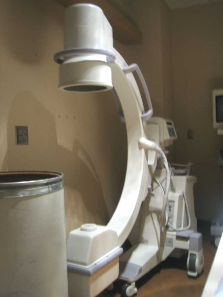 C-arm fluoroscopy unit used for image-guided injections